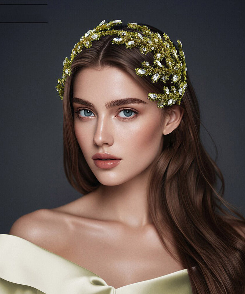 2026 New Turmeric Yellow Weave Crystal HairPiece