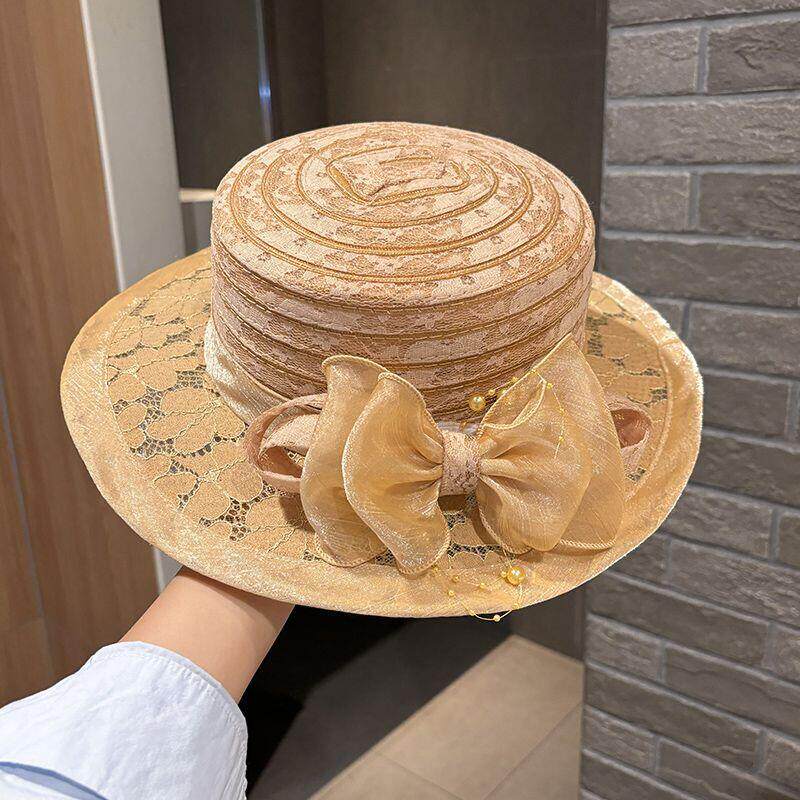 2026 New White Bow Lace Cloche Hat