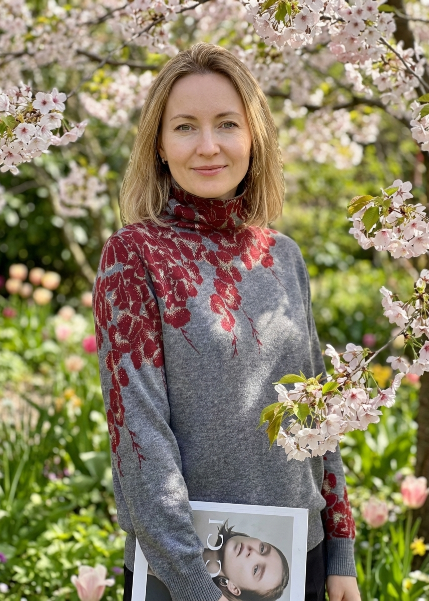 Women Turtle Neck Print Knit Sweaters Spring