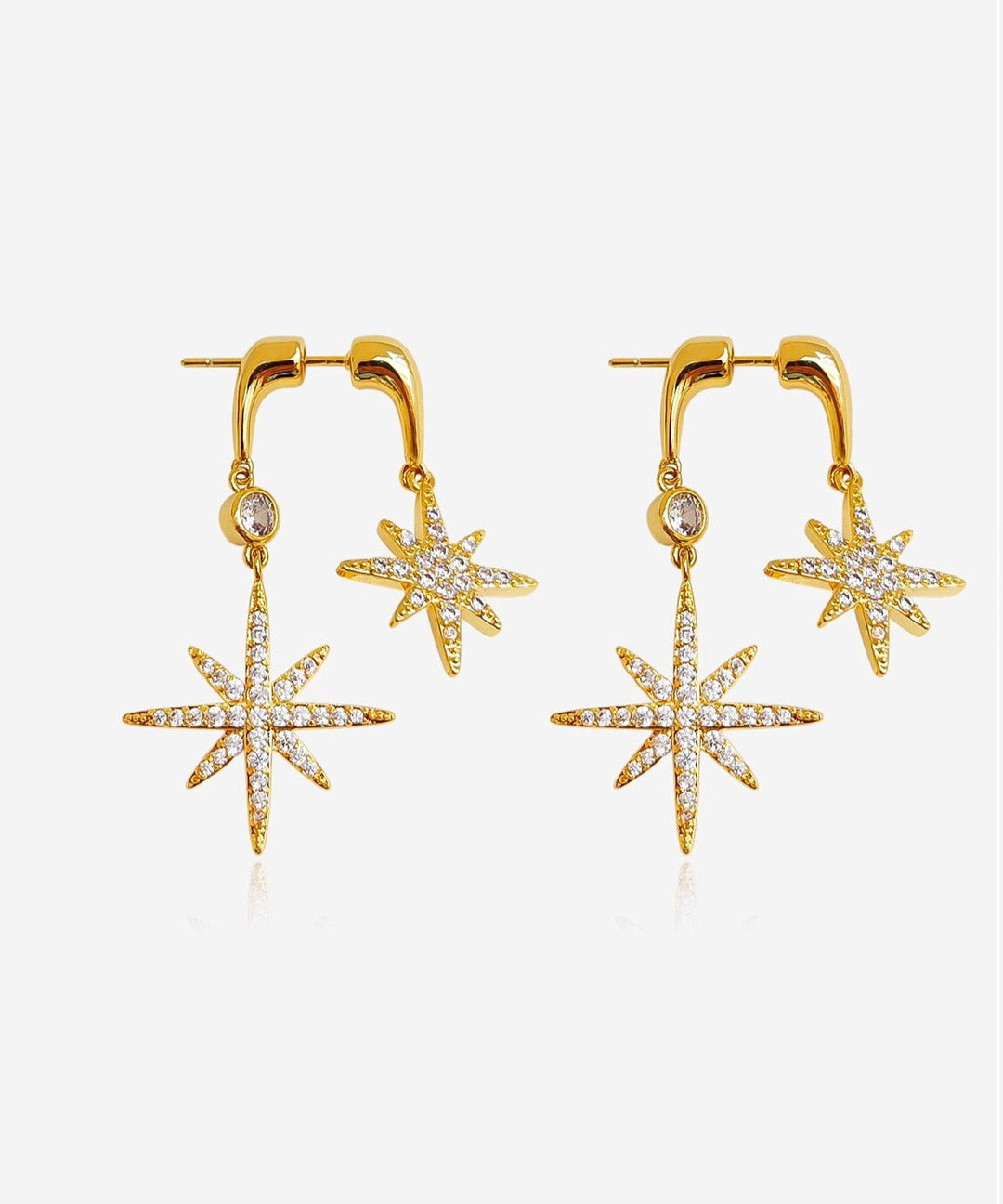 A Light Luxury Zircon Silver Two Wearing Octagonal Earrings