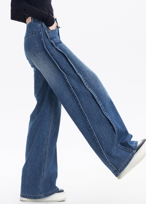 American Style Black Pockets High Waist Denim Pants Spring