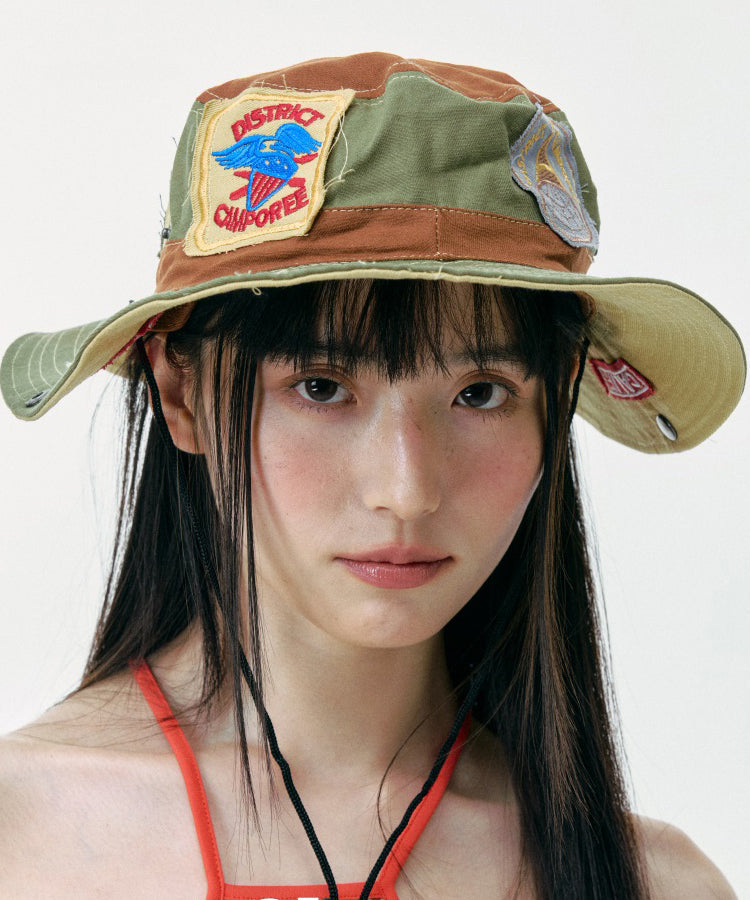 American Style Khaki Green Patch Sunshade Cowboy Hat