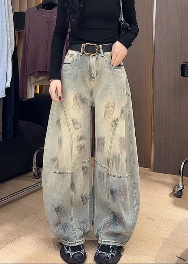 American Style Spicy Girl Denim Wide Leg Pants Autumn