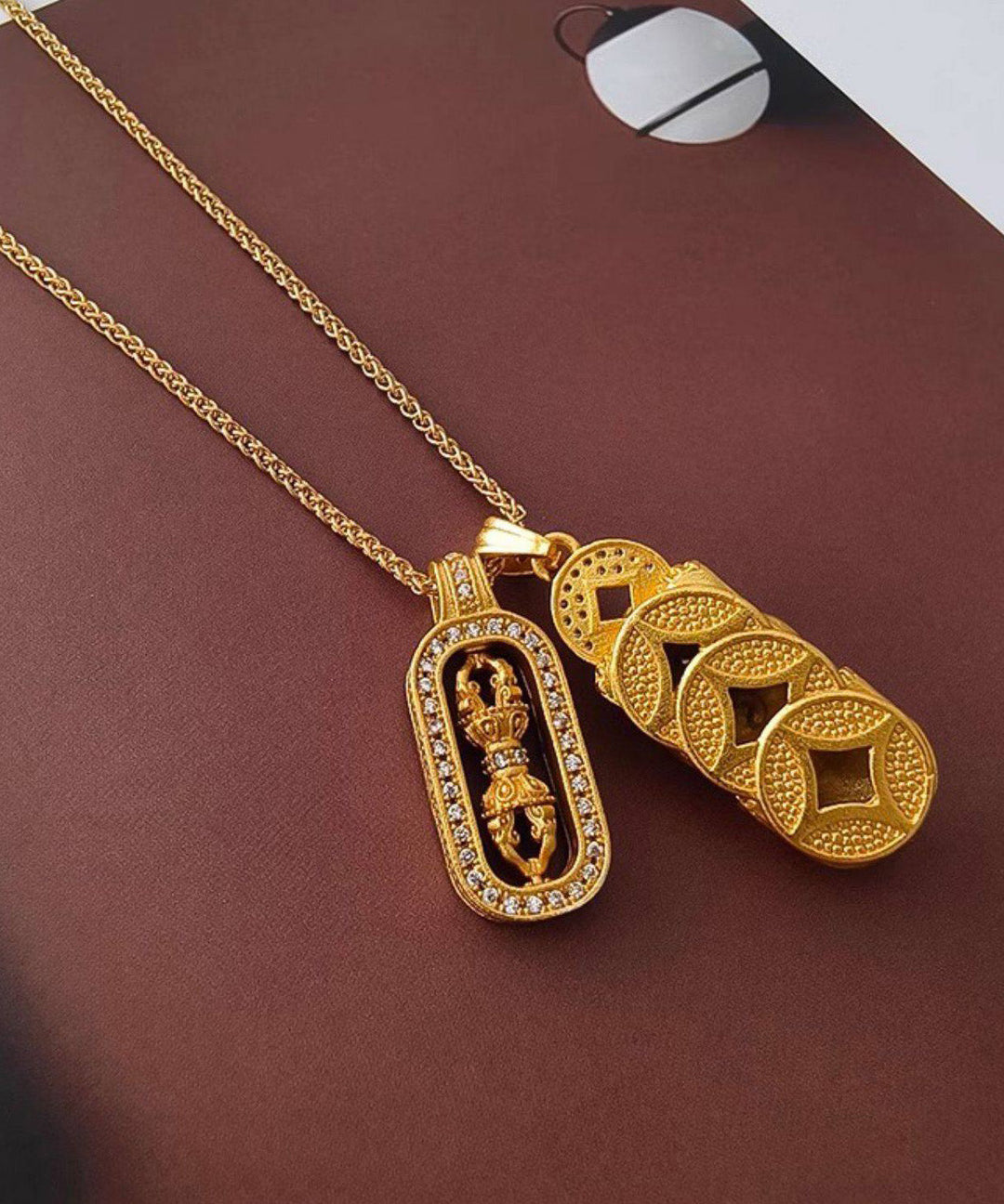 Ancient Gold Copper Gilding Pixiu Diamond Rod Necklace