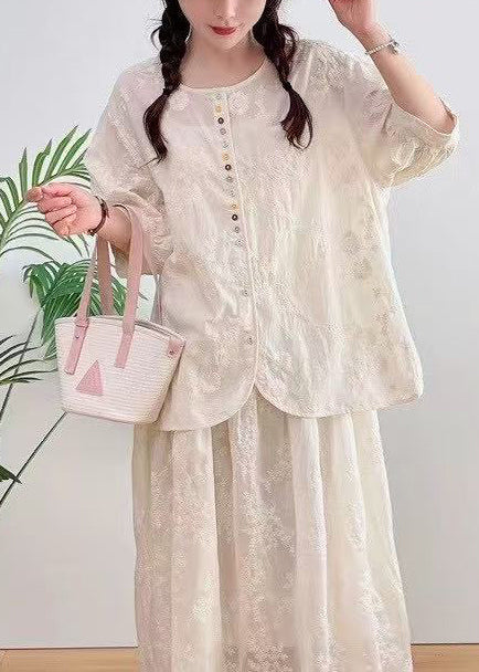 Apricot Jacquard Cotton Shirt Oversized Summer