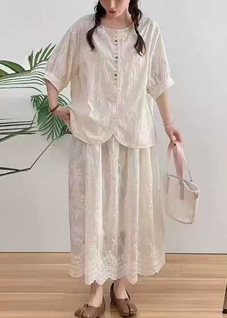 Apricot Jacquard Cotton Shirt Oversized Summer
