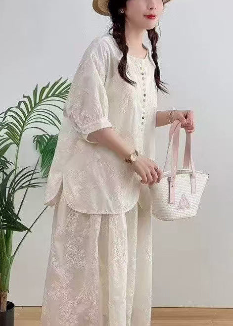 Apricot Jacquard Cotton Shirt Oversized Summer