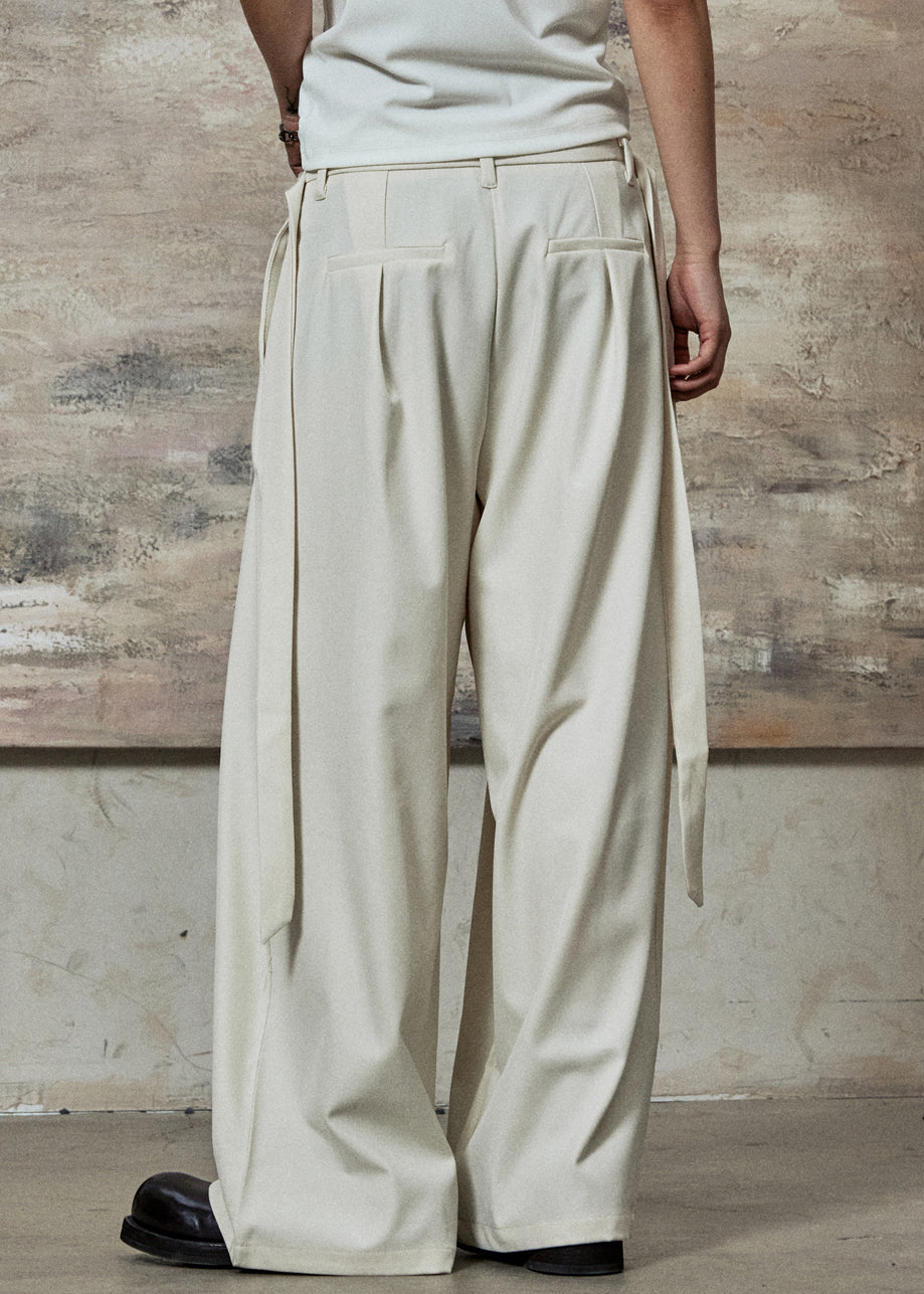 Apricot Original Design Pockets Spandex Wide Leg Pants High Waist