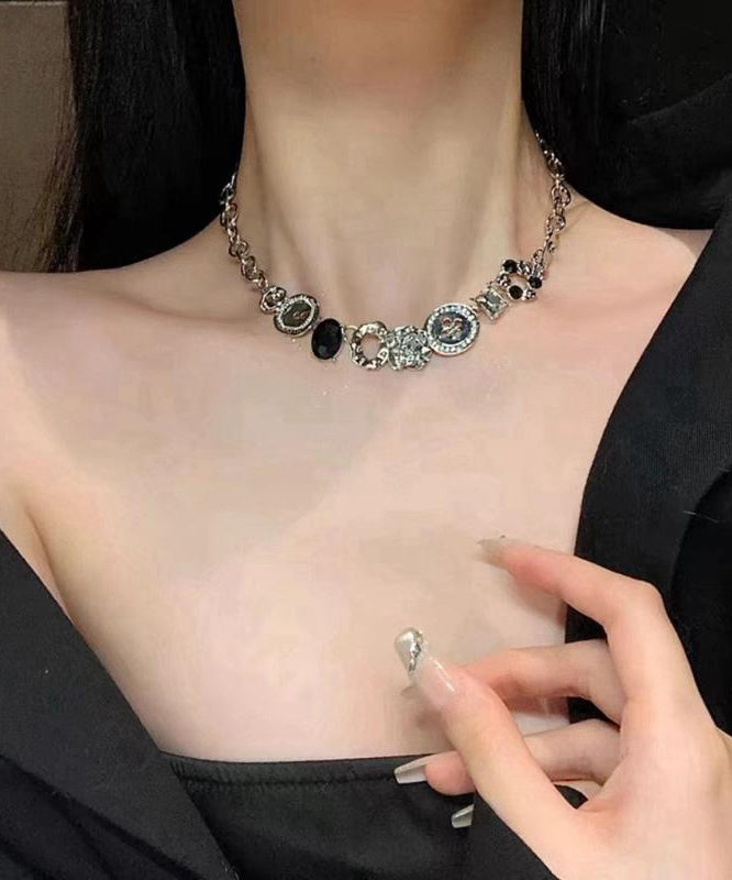 Art Alloy Zircon Button Gratuated Bead Necklace