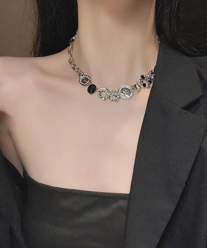 Art Alloy Zircon Button Gratuated Bead Necklace