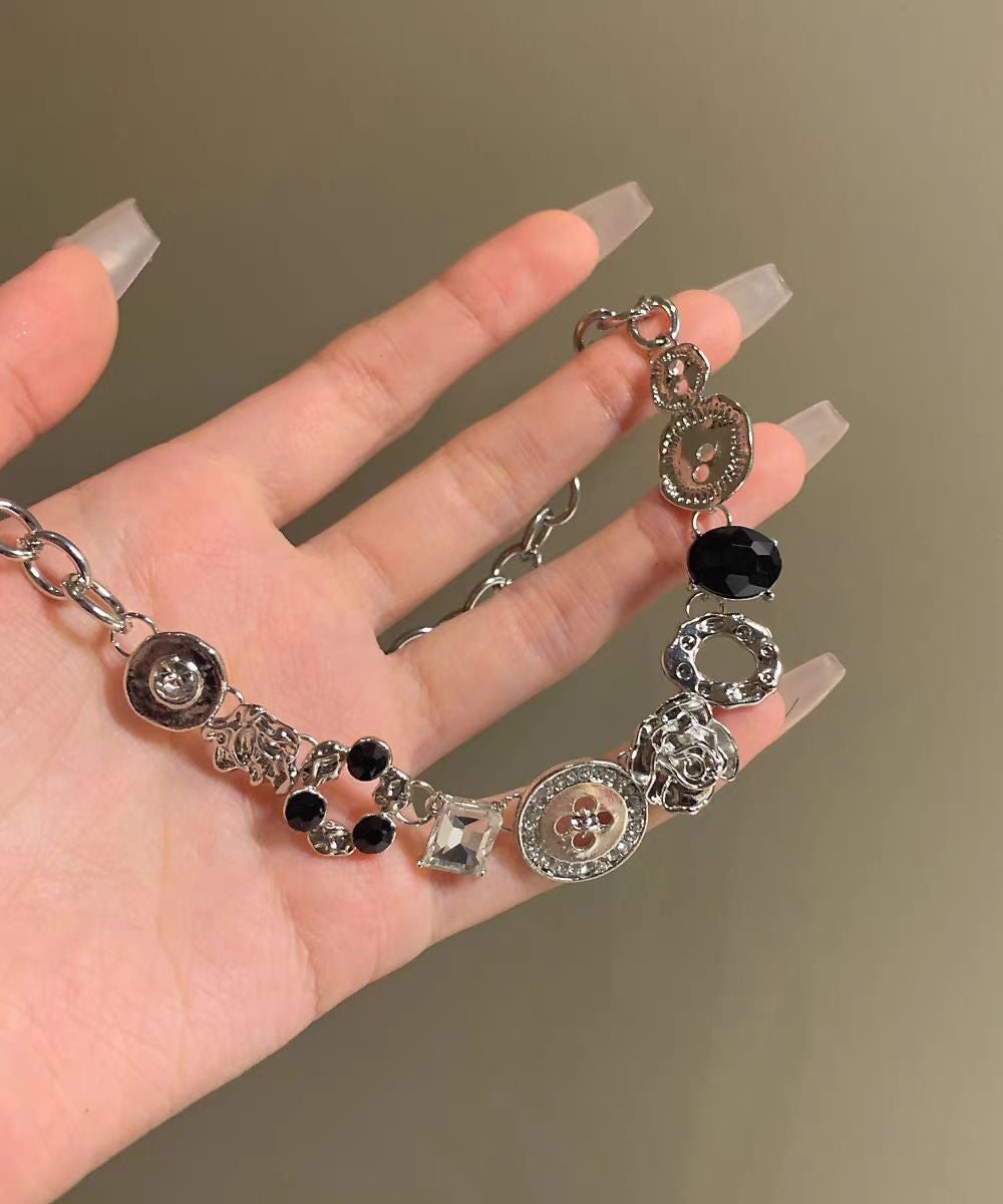 Art Alloy Zircon Button Gratuated Bead Necklace