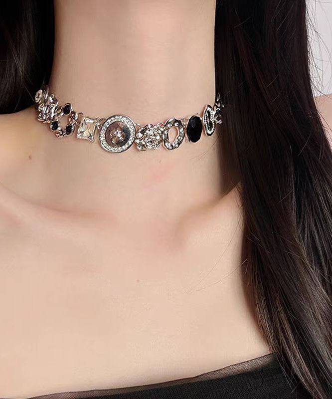 Art Alloy Zircon Button Gratuated Bead Necklace