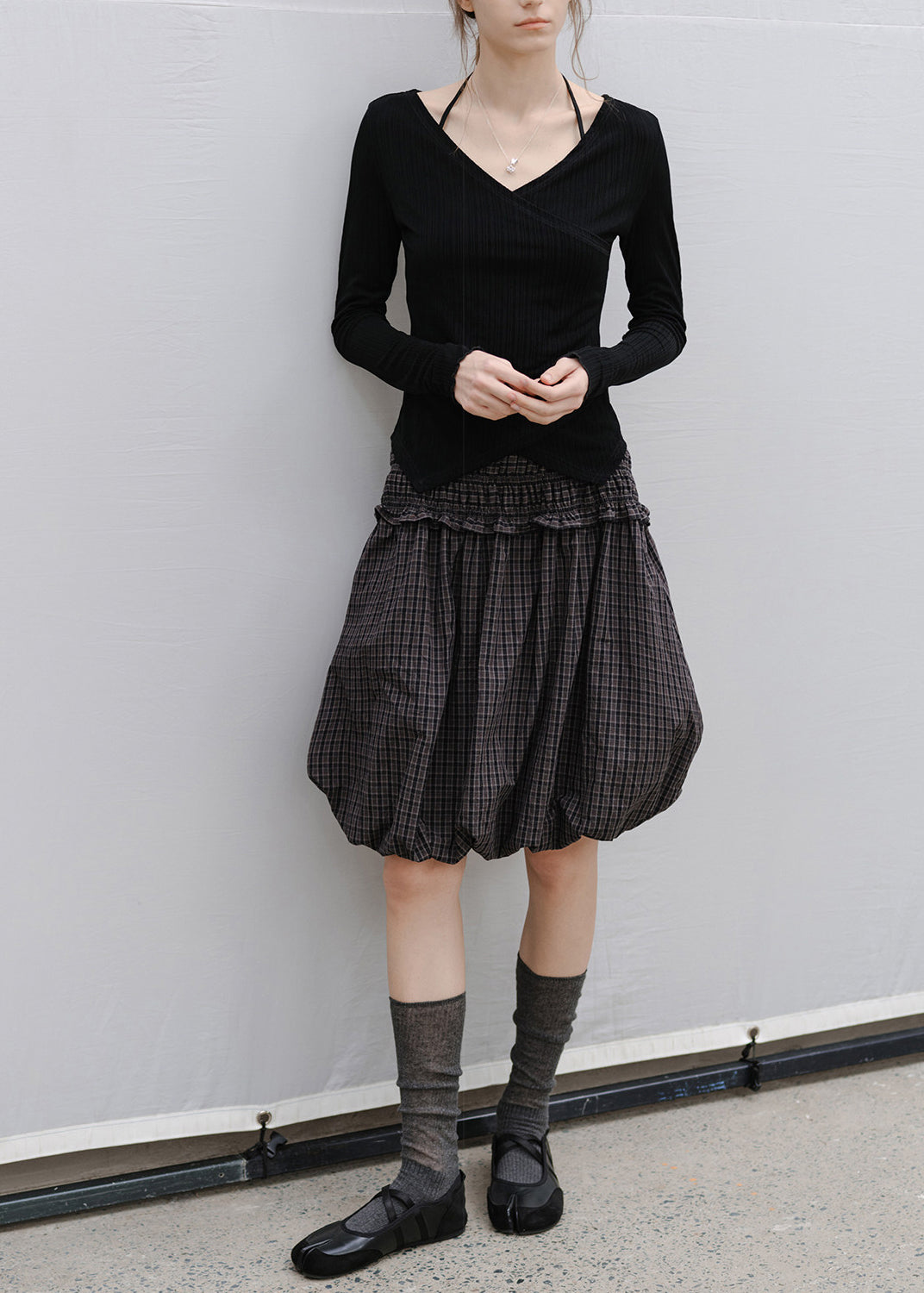 Art Black Backless Plaid Cotton Strapless Blouses Summer