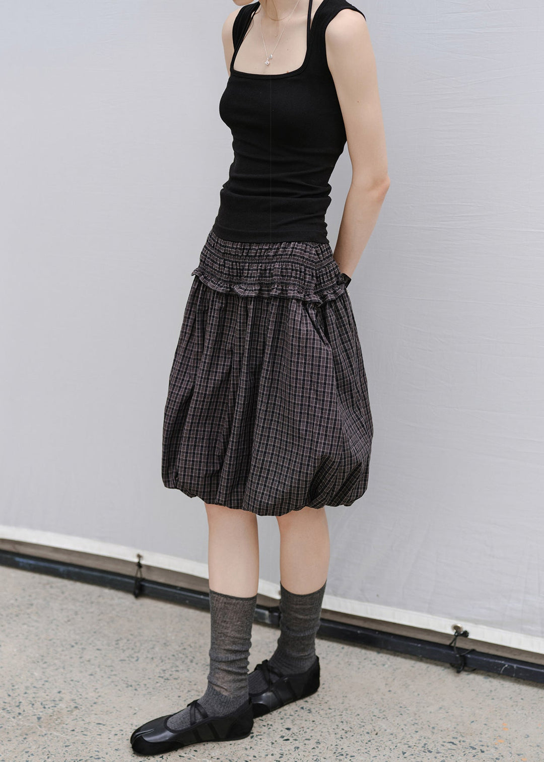 Art Black Backless Plaid Cotton Strapless Blouses Summer