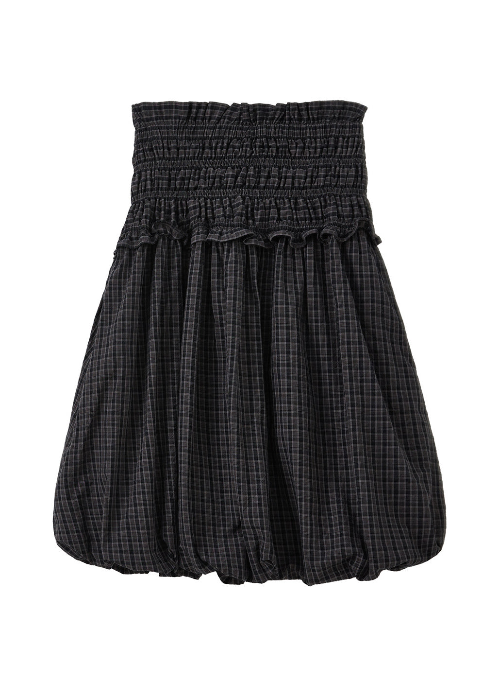 Art Black Backless Plaid Cotton Strapless Blouses Summer