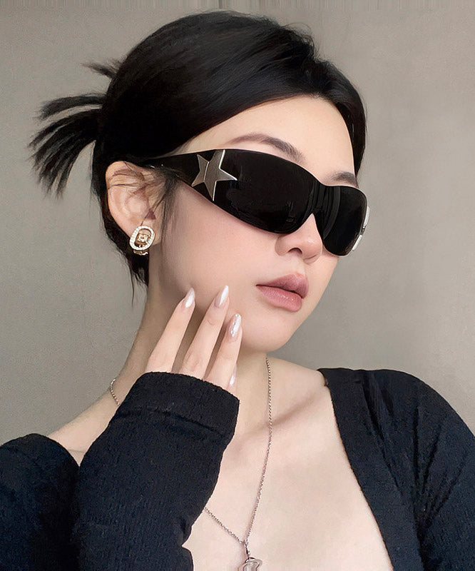 Art Black Resin Pentagram Patchwor UV Protection Sunglasses