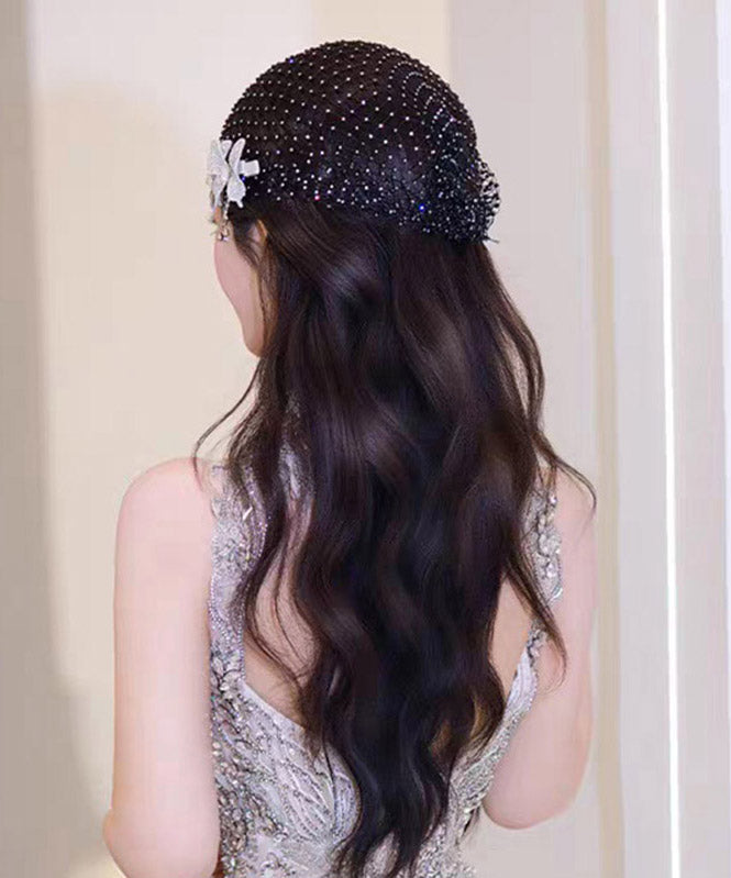 Art Black Tulle Zircon Butterfly HairPiece