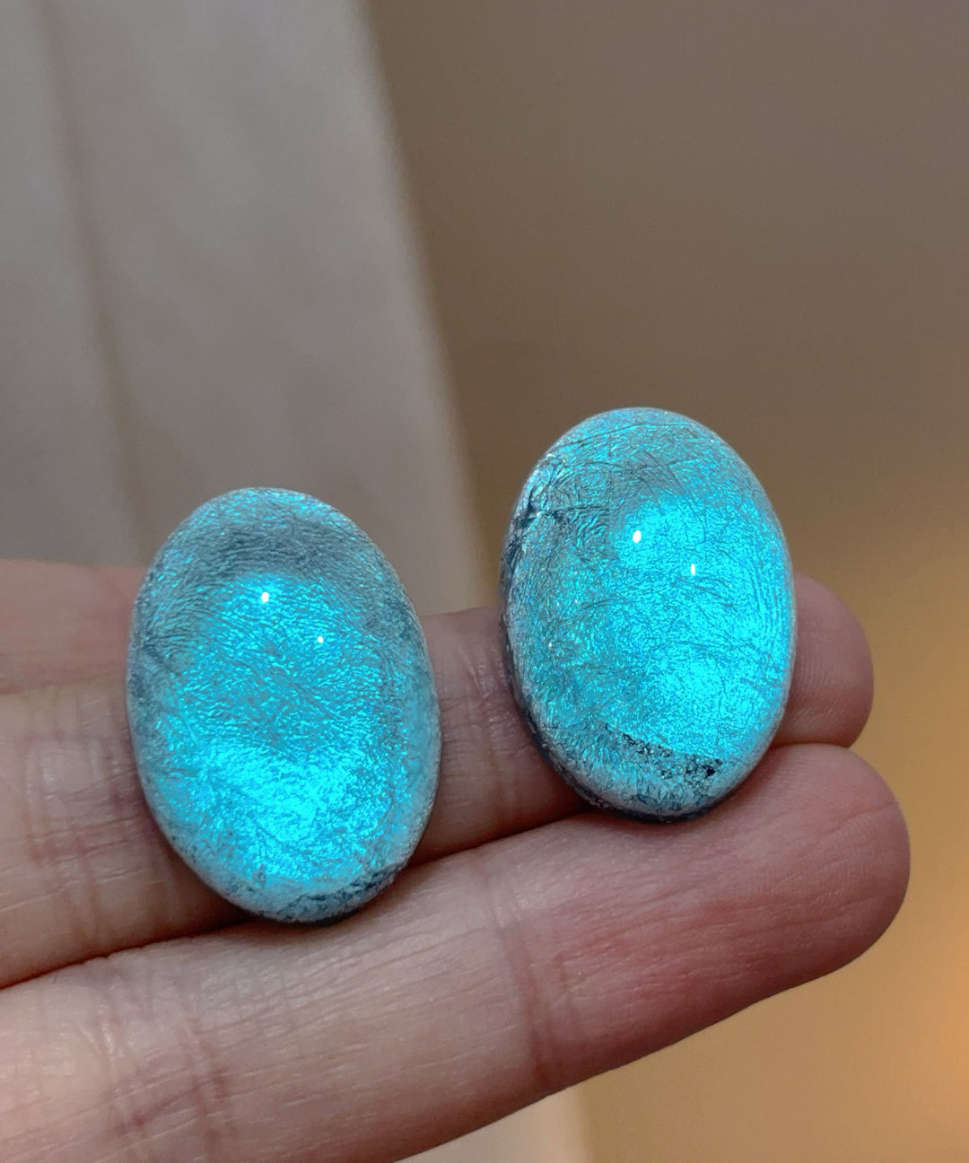 Art Blue Alloy Elliptical Starry Sky Stud Earrings