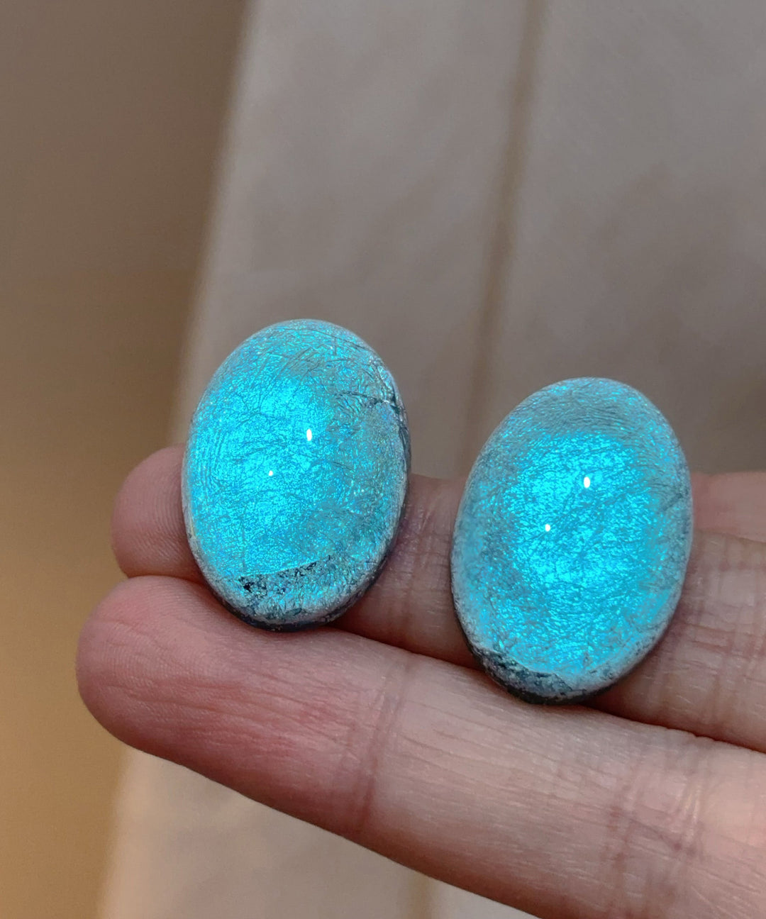 Art Blue Alloy Elliptical Starry Sky Stud Earrings