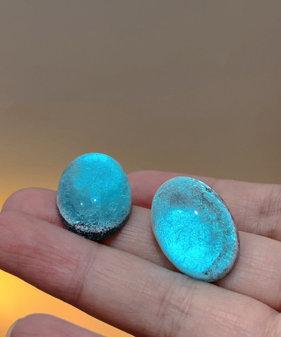 Art Blue Alloy Elliptical Starry Sky Stud Earrings