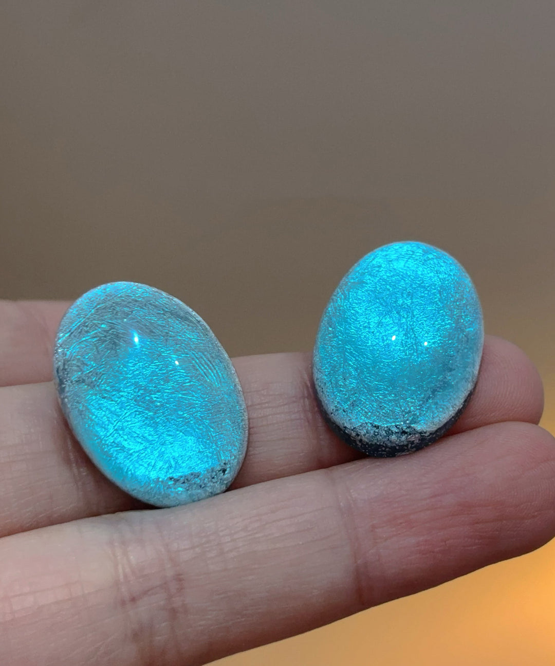 Art Blue Alloy Elliptical Starry Sky Stud Earrings