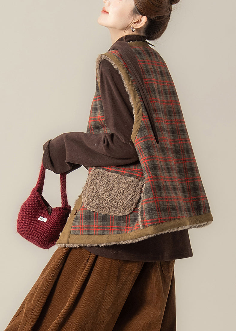 Art Brown Oversized Wear On Both Sides Teddy Vest Jacket Winter