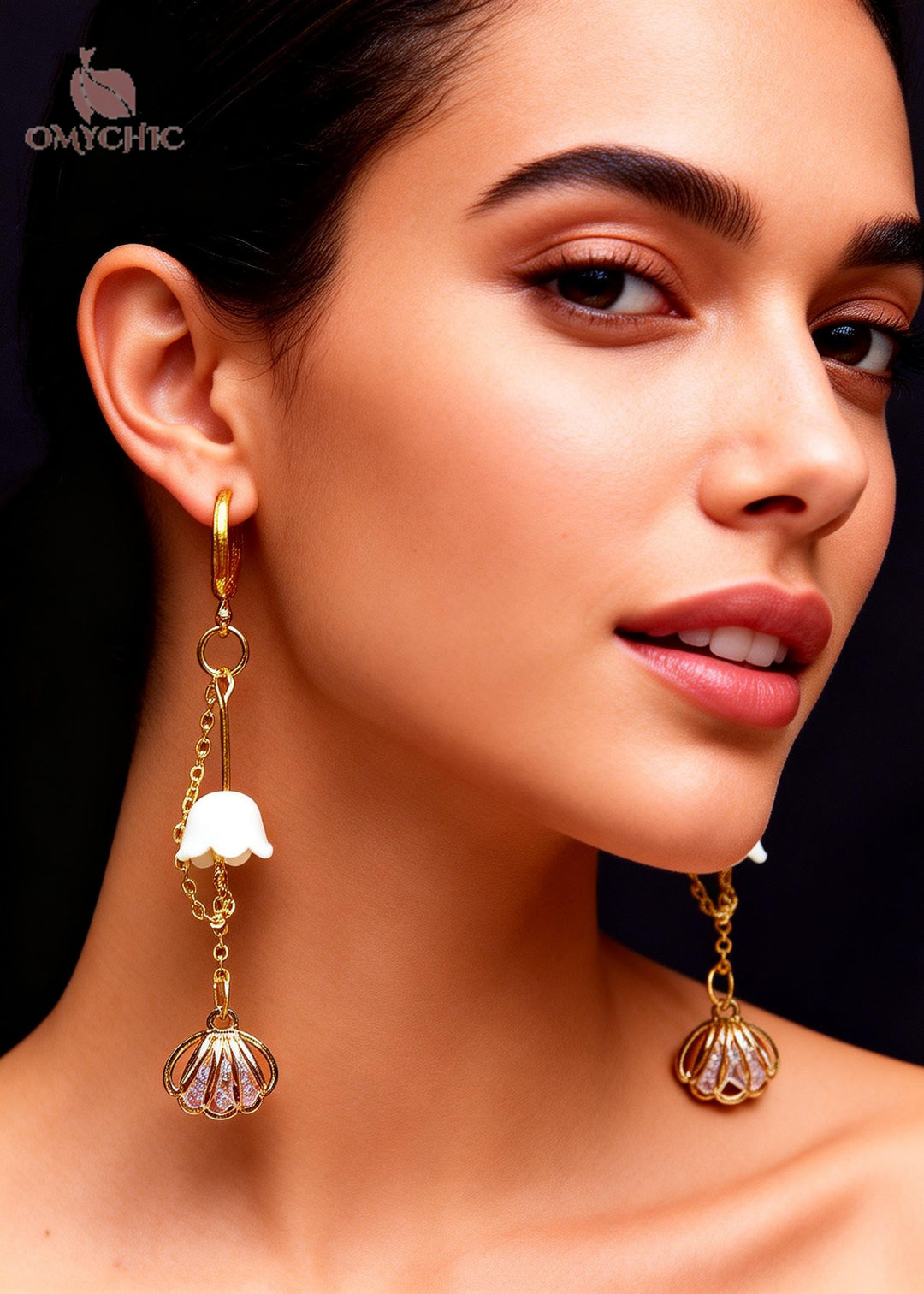 Art Bud Wrap Gem Stone Tassels Drop Earrings