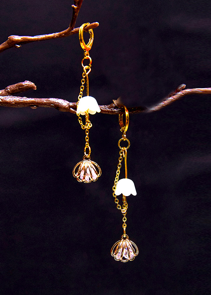 Art Bud Wrap Zircon 14K Gold Tassels Drop Earrings - Omychic