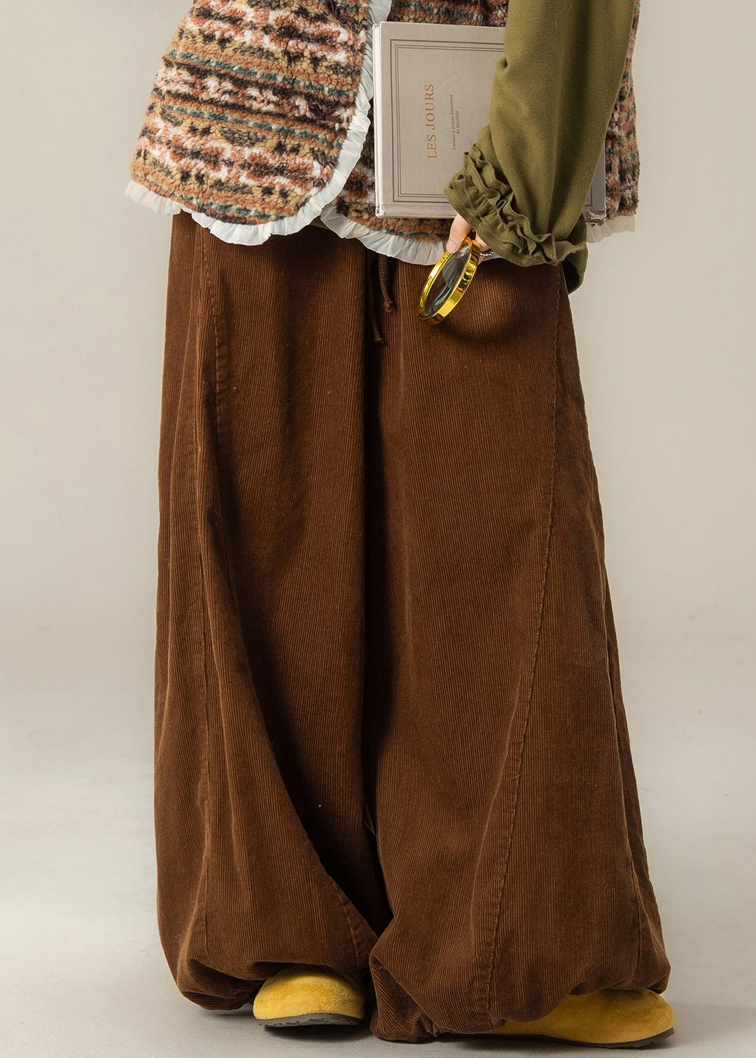 Art Caramel High Wais Patchwork Lantern Pants Fall