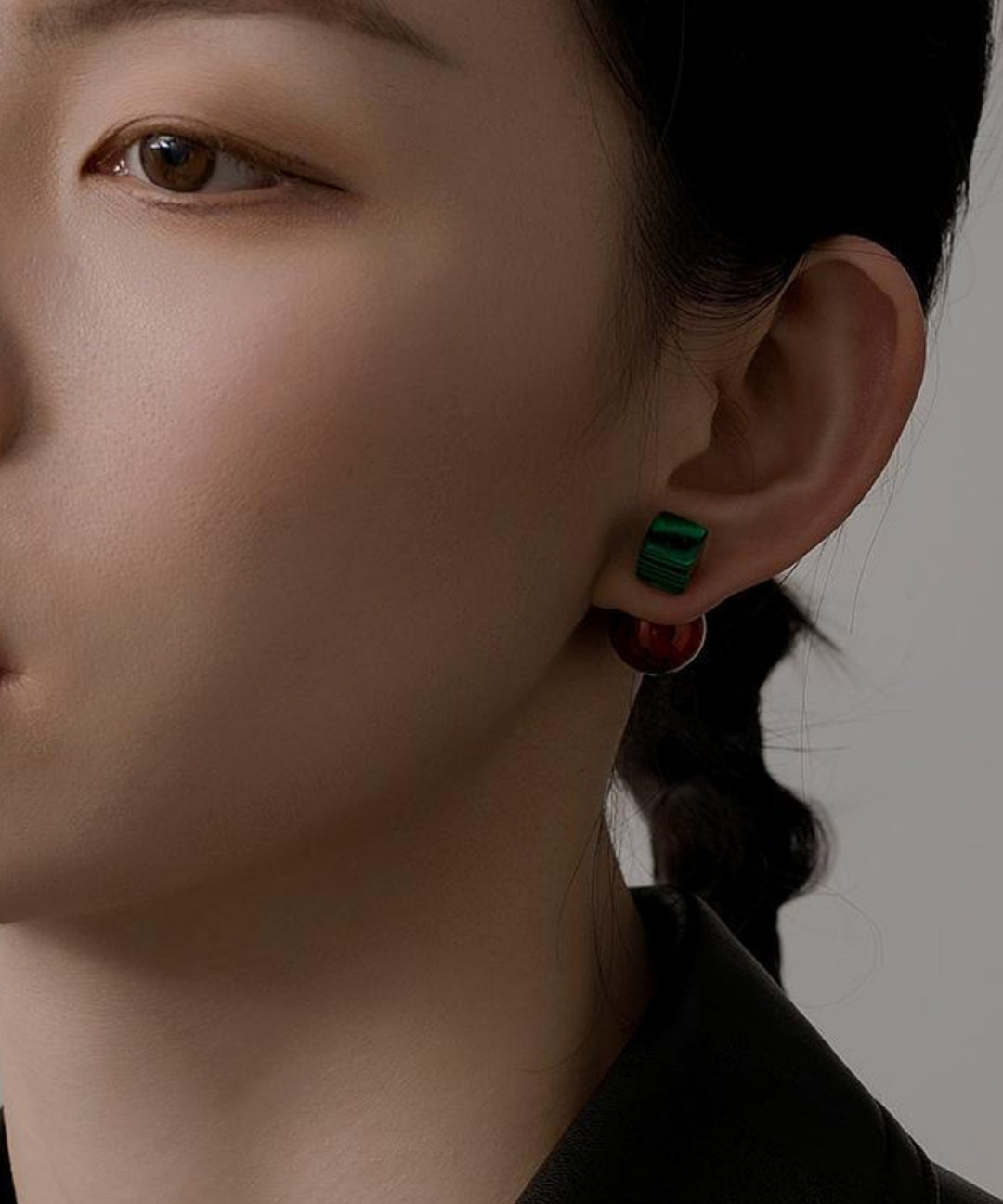 Art Colorblock Copper Overgild Gem Stone Drop Earrings