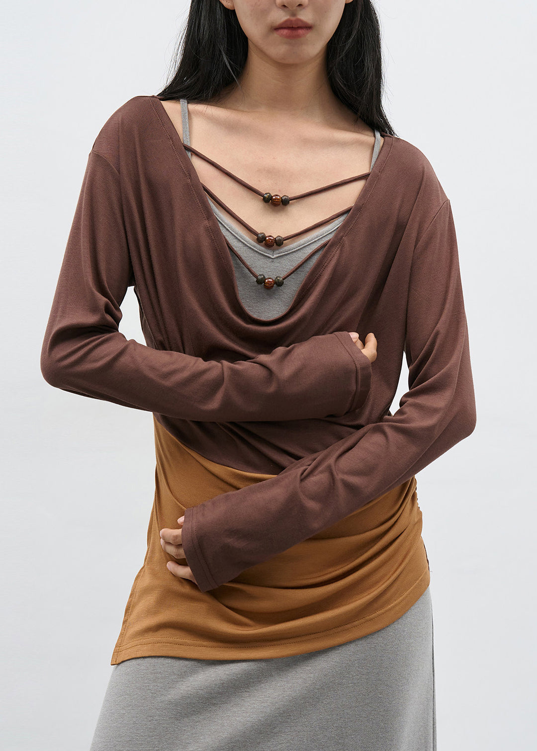 Art ColorblockC Wrinkled Patchwork Cotton Shirt And Dress Fall