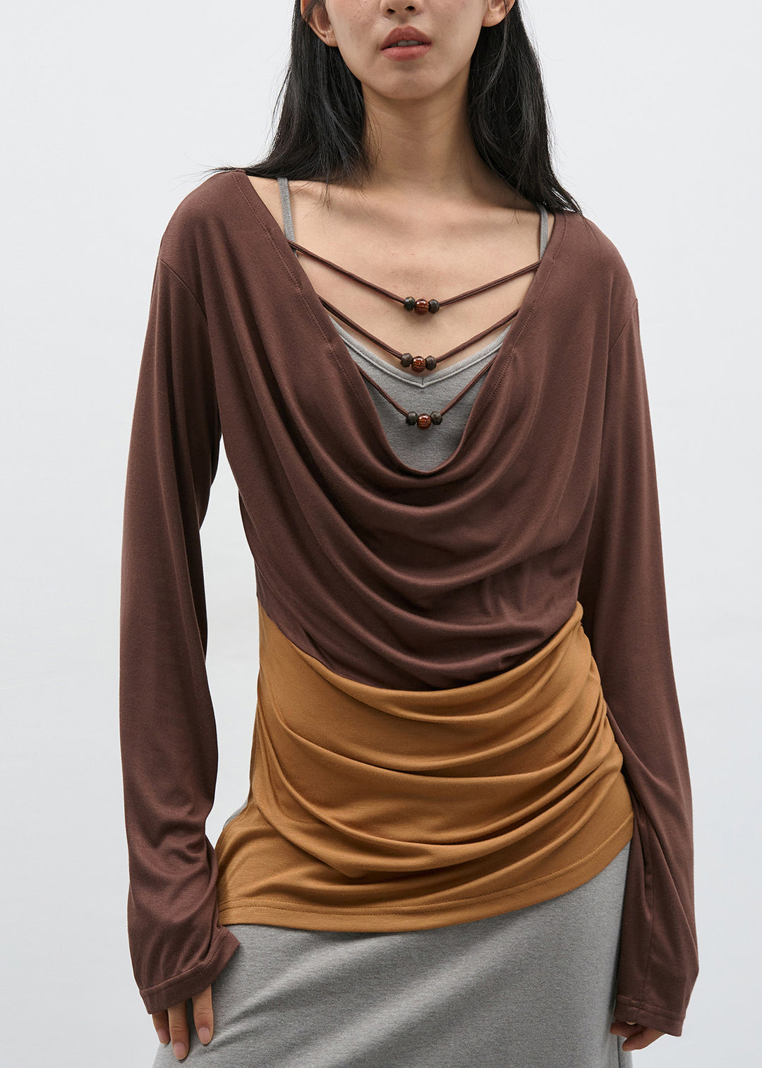 Art ColorblockC Wrinkled Patchwork Cotton Shirt And Dress Fall