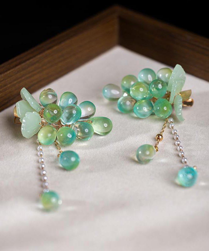 Art Cyan Alloy Pearl Grape Tassel Hairpin