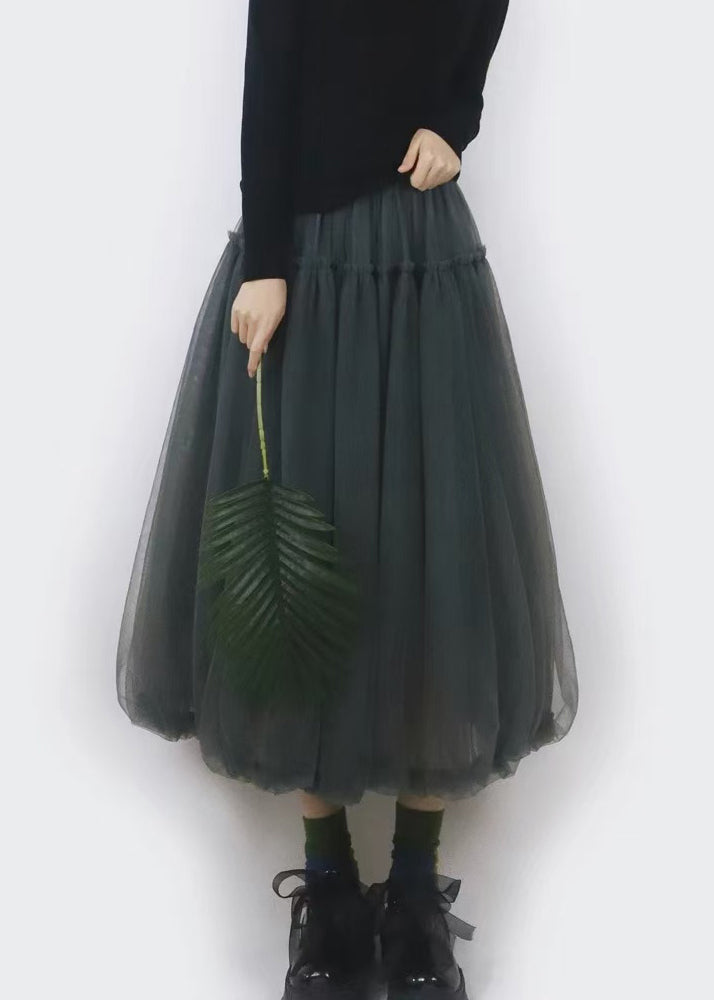 Art Dark Grey Original Design Ruffled Tulle Lantern Skirt