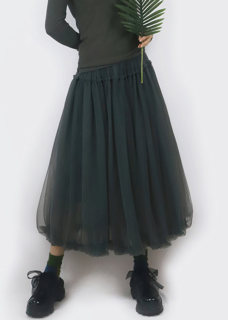 Art Dark Grey Original Design Ruffled Tulle Lantern Skirt