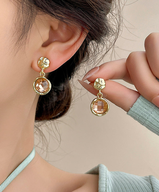 Art Gold Alloy Crystal Zircon Drop Earrings