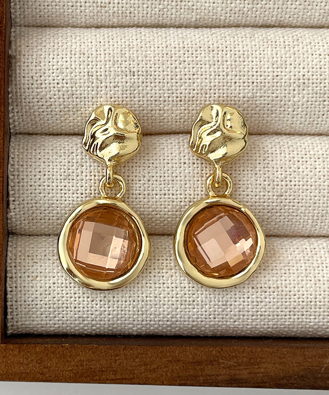 Art Gold Alloy Crystal Zircon Drop Earrings