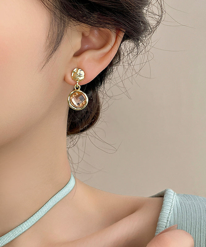 Art Gold Alloy Crystal Zircon Drop Earrings