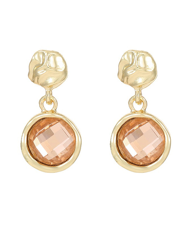 Art Gold Alloy Crystal Zircon Drop Earrings