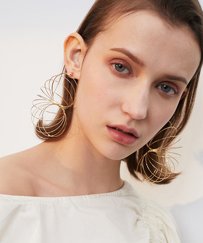 Art Gold Circle Exaggeration Gold Plated Drop Earrings