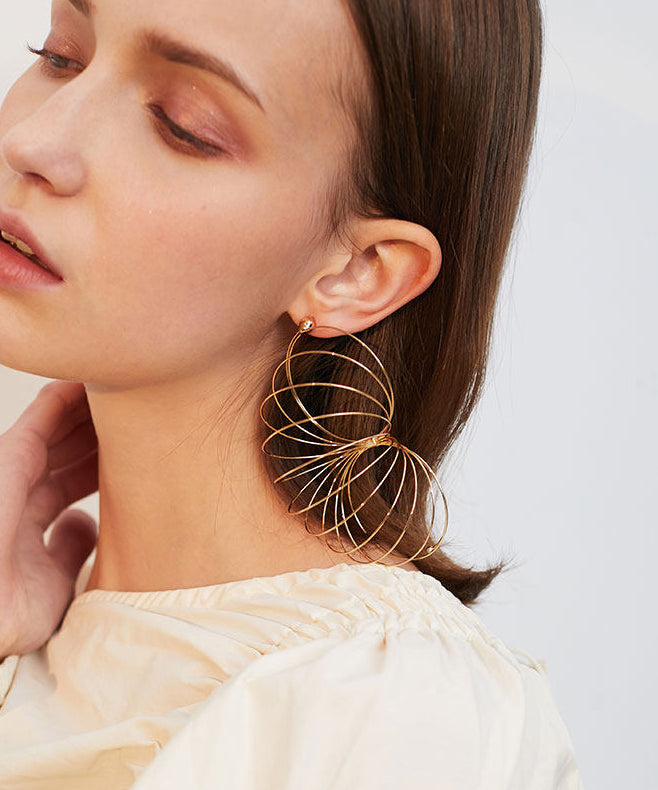 Art Gold Circle Exaggeration Gold Plated Drop Earrings