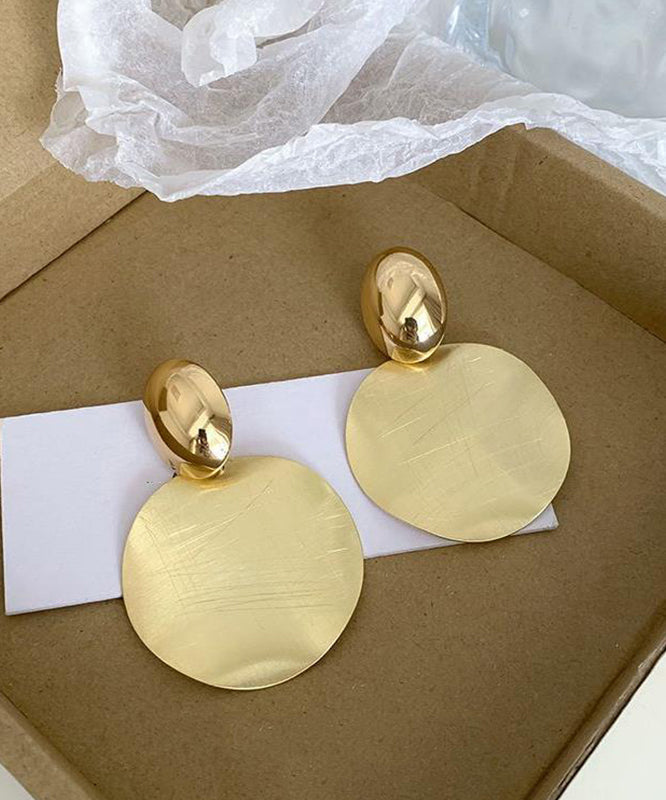 Art Gold Copper Alloy Brushed Original Film Hoop Earrings