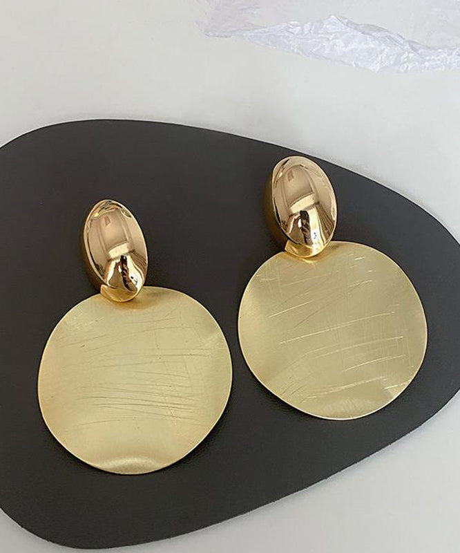 Art Gold Copper Alloy Brushed Original Film Hoop Earrings