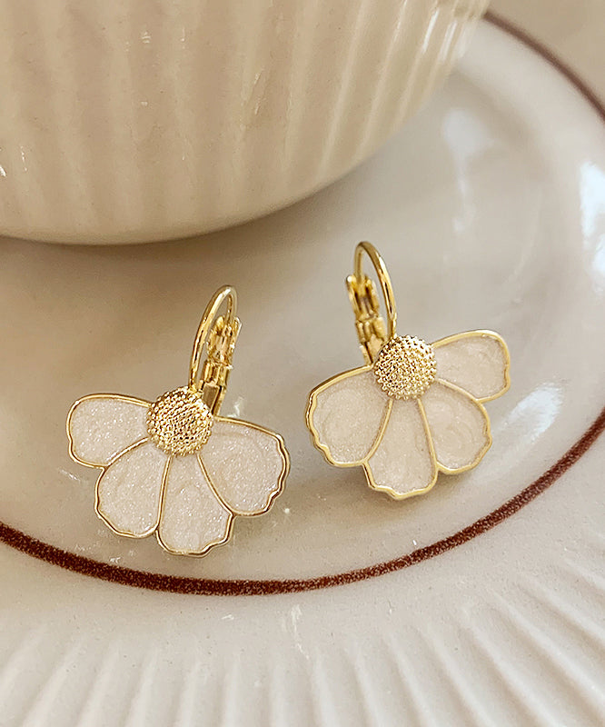 Art Gold Copper Alloy Petal Drop Earrings