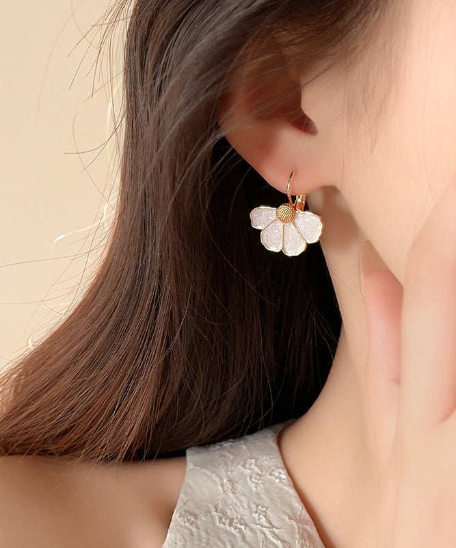 Art Gold Copper Alloy Petal Drop Earrings
