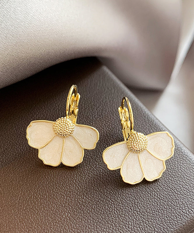 Art Gold Copper Alloy Petal Drop Earrings
