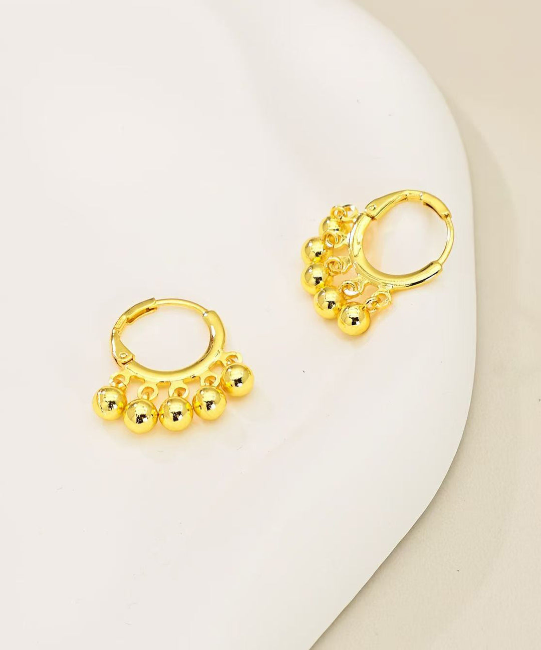 Art Gold Copper Overgild Ball Tassel Hoop Earrings