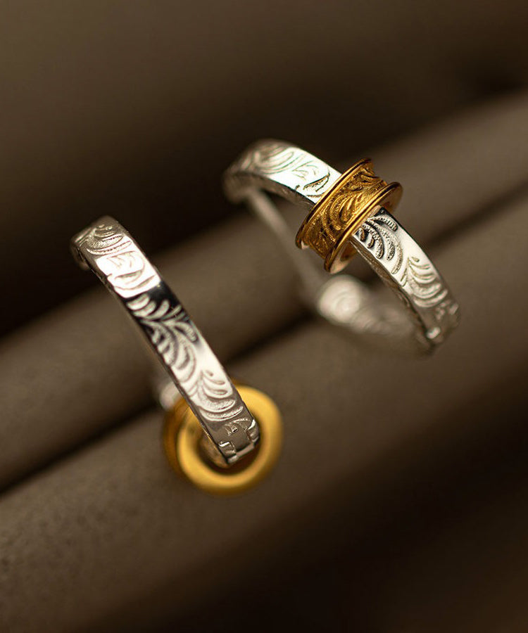 Art Gold Sterling Silver Overgild Hoop Earrings