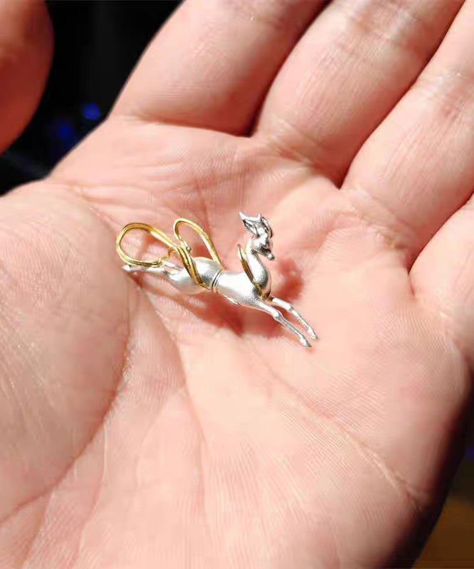 Art Gold Streamers Dunhuang Little Deer Gold Plated Single Stud Earrings - Omychic