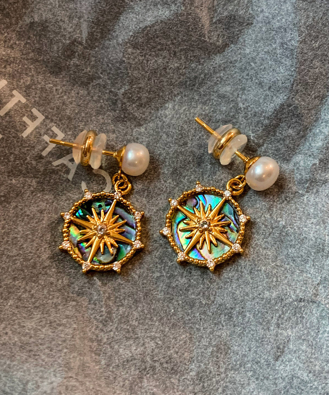 Art Gradient Blue Zircon Fine Pearl Drop Earrings - Omychic